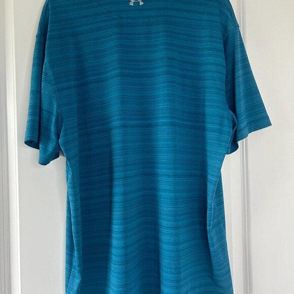 2 Men's Under Armour Polo Size XL EUC Blue and White n& Gray Stripes - Picture 5 of 6